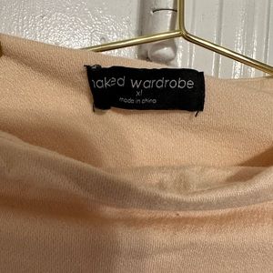 Naked Wardrobe 2 piece set cream color leggings and crop top